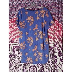 LuLaRoe Shirt Dress 4th of July Red Blue Stars and Stripes White Size Large